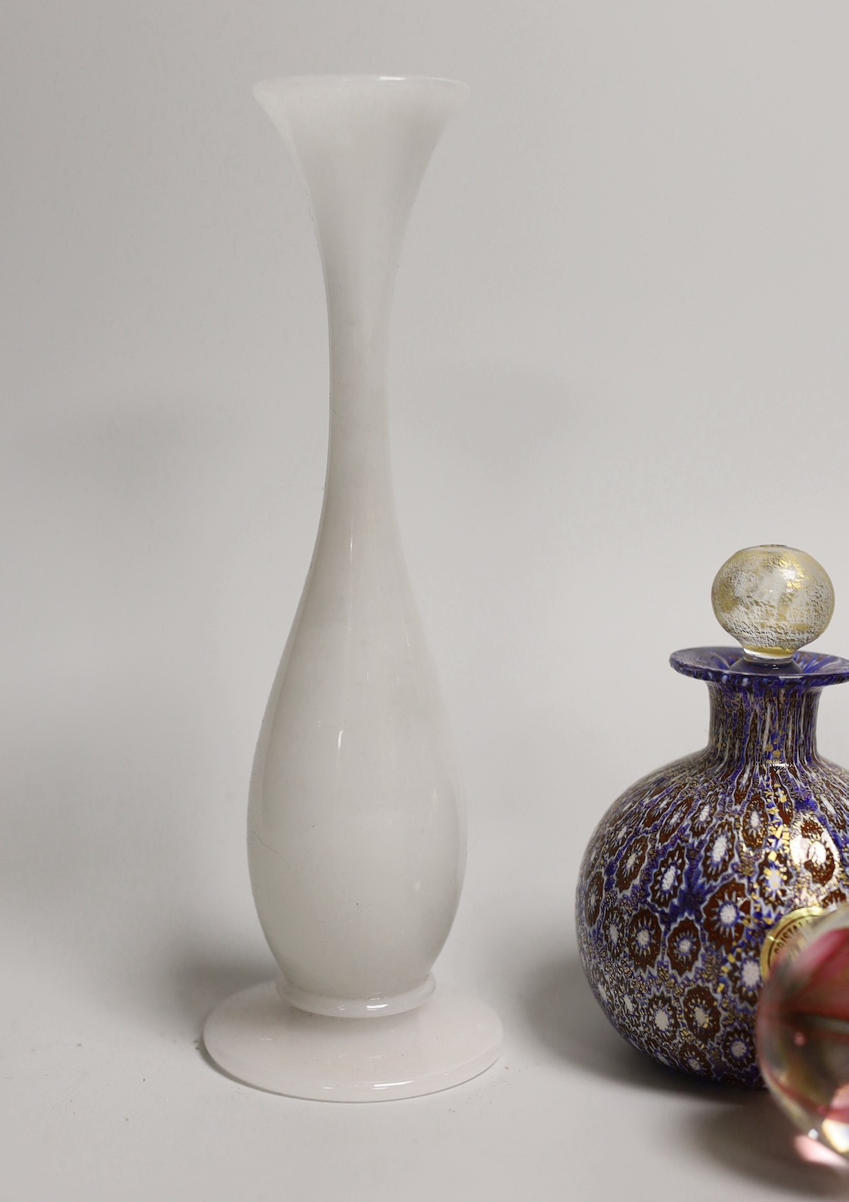 A quantity of Venetian and other glass, including millefiore, tallest 19cm